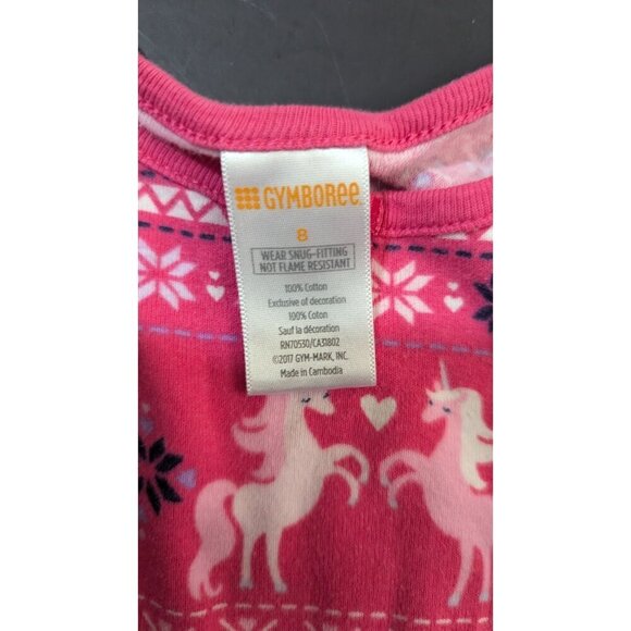 Gymboree Girls Unicorn Pajama Pink Fair Isle Print Long Sleeve size 8 cotton - Picture 5 of 5